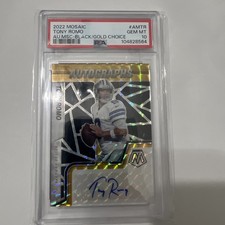 2022 Panini Mosaic Autographs Mosaic Tony Romo #AMTR Black/Gold 8/8 PSA 10!