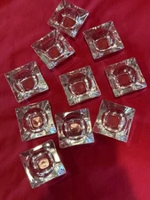 CLEAR GLASS SALT CELLARS - OPEN - SALT DIPS- SQUARE - SET OF 10 - EXCELLENT VTG