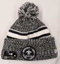New Orleans Saints New Era Inspire Change Cuffed Knit Beanie Pom White Black New