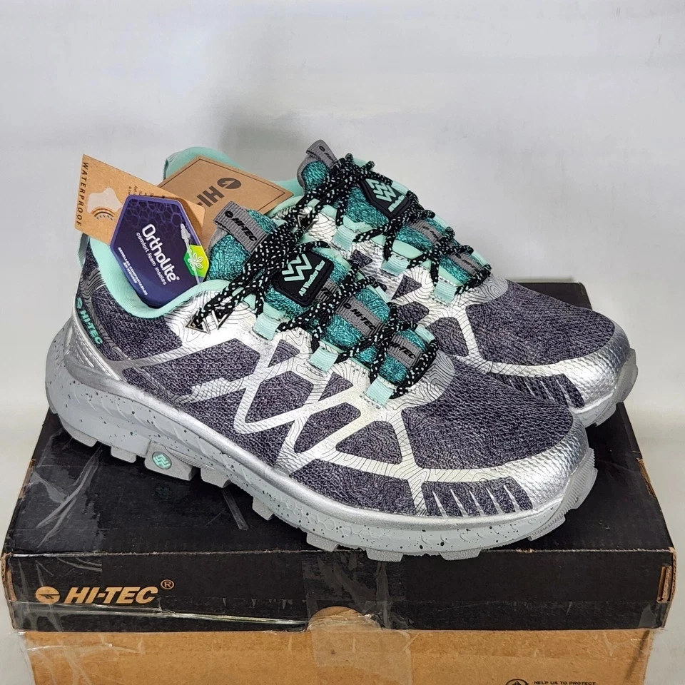 NEW Hi-Tec Women’s AWW Mauna Hiker WP Shoes, Gray, Aqua, Size 7, Waterproof