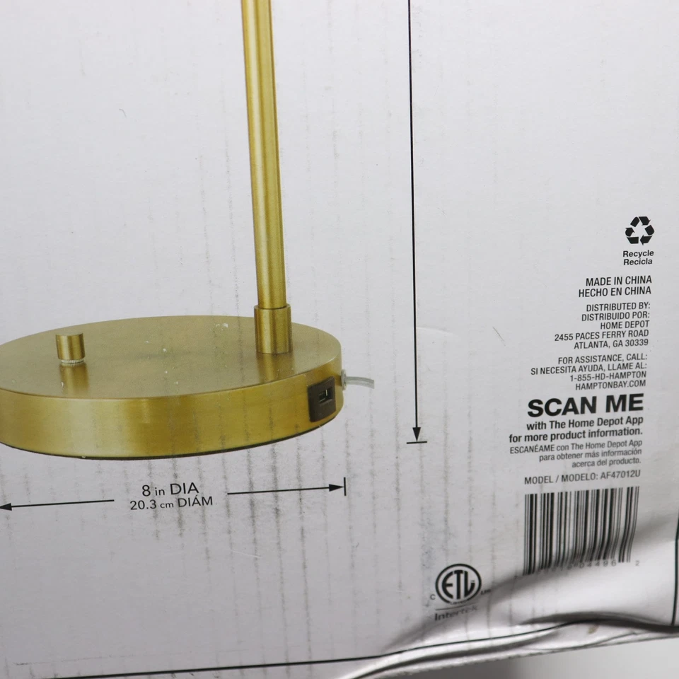 Hampton Bay Frazier Table Lamp with USB Port Antique Brass 21.5" AF47012U - Image 2 of 4