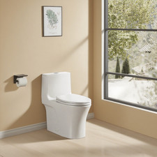 1.1/1.60 GPF Dual-Flush One Piece Toilet, Water-Saving Elongated Comfort Toilet