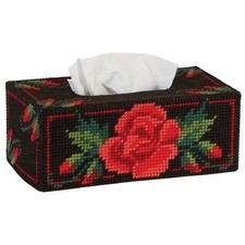 Herrschners  Ruby Roses Tissue Box Plastic Canvas Kit