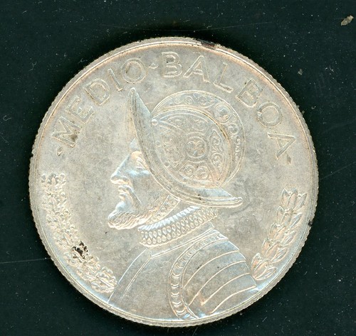 MONETA ARGENTO PANAMA 1962 1/2 BALBOA (0,3617 oz) - KM# 12,2 - COME DA FOTO - Foto 1 di 2