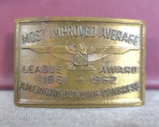Vintage 1961-1962 American Bowling Congress Most Improved Average Belt Buckle