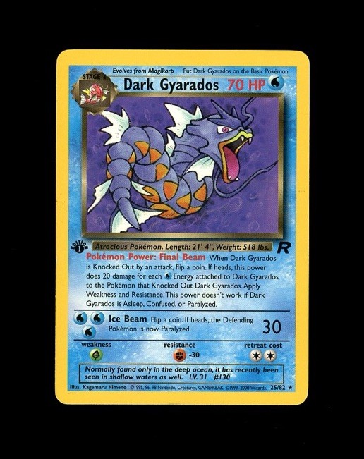 2000 Pokemon TEAM ROCKET 1st Edition DARK GYARADOS 25/82 RARE! LP -