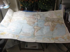 VINTAGE THE WORLD MAP March 1957 National Geographic