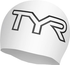 Men  s TYR White Black Graphic Silicone Swim Cap