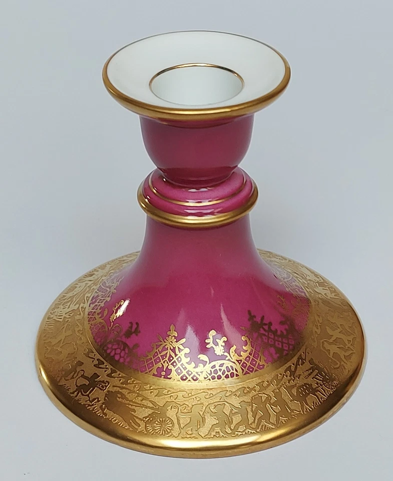DW Karlsbader Wert. Kerzen Halter Leuchter Porzellan purpur rot Ätz Gold Dekor - Bild 2 von 4