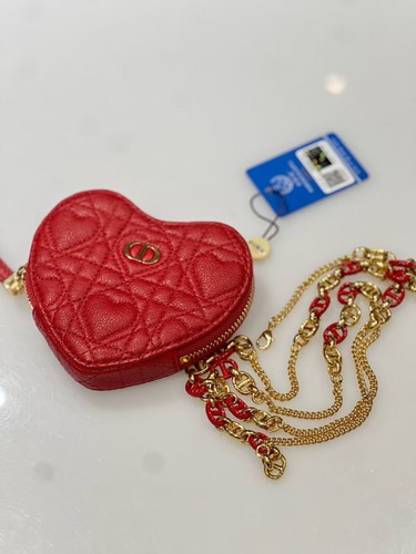 Christian Dior Heart Cannage Chain Shoulder Bag Red Dior amour Caro Valentine