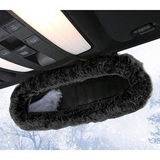 Plush Car Rear View Mirror Cover Car Interior Decor Accessories Ornaments- Black