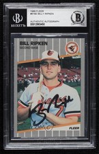 BAS 1989 Fleer Billy Ripken (Black Box on Bat Knob) #616 BGS Authentic Auto ow6