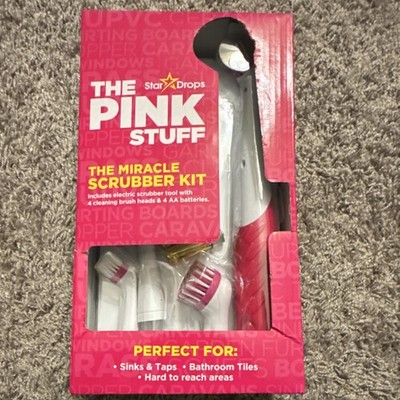 Star Drops Pink Stuff Electric Scrubber Tool 4 Brush Heads Batteries