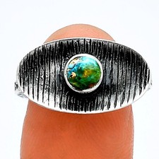 Kingman Copper Teal Turquoise 925 Sterling Silver Ring s.7 Jewelry R-1573