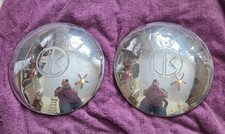 Pair Vintage Kaiser Hubcaps 10 Dog Dish Wheel Covers Chrome K Logo 1947-1951