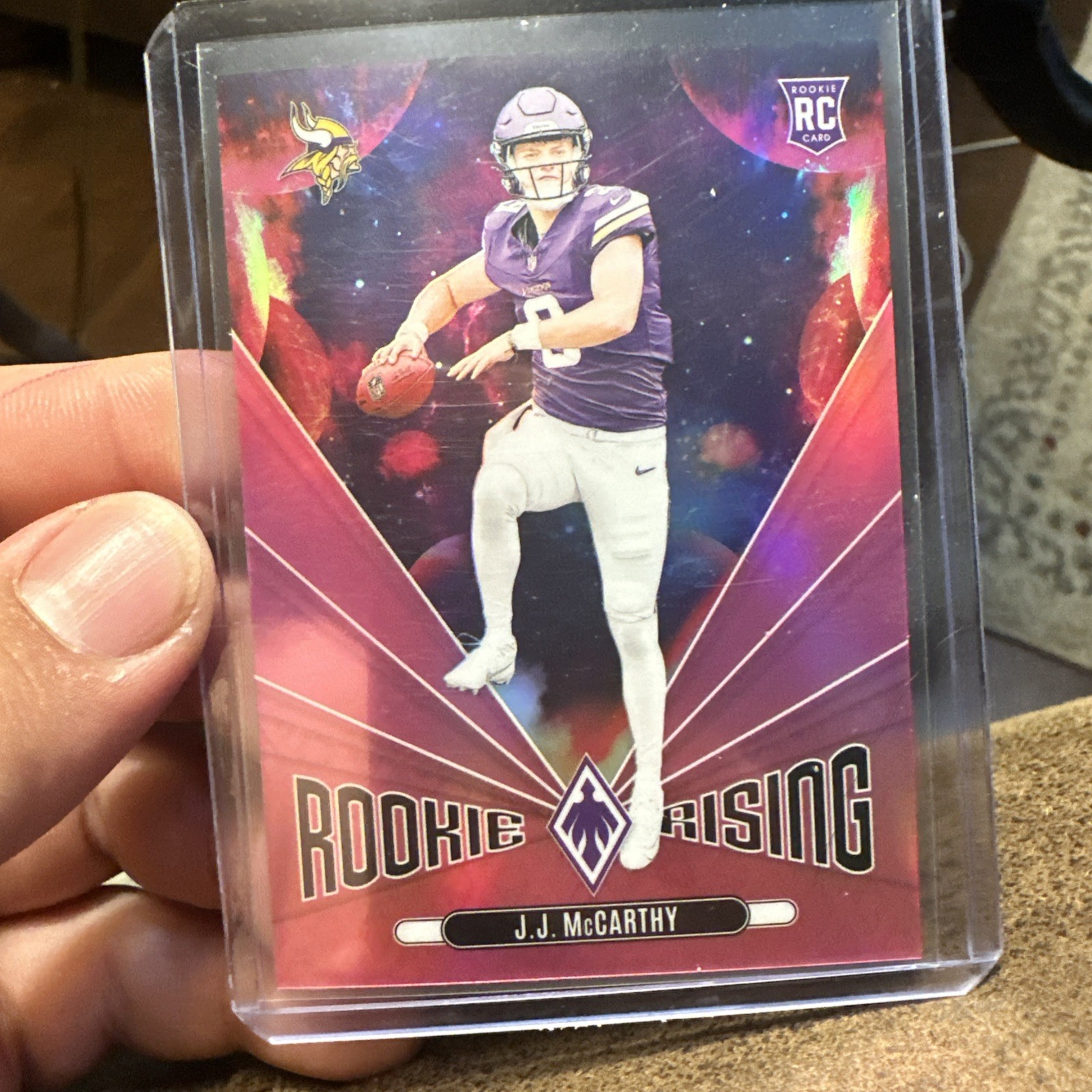 2024 Panini Phoenix Vikings RC JJ MCCARTHY Rookie Rising Pink Prizm 17/80 SSP!!!