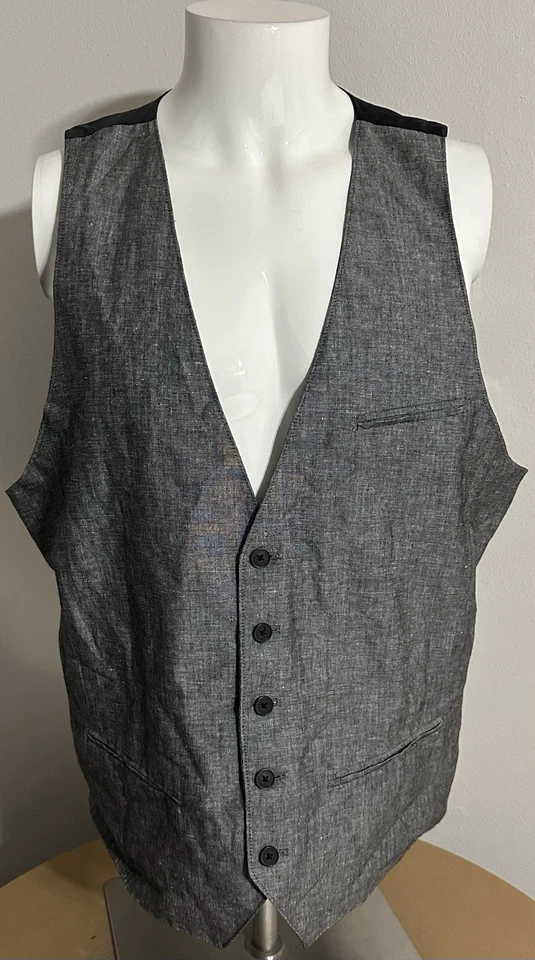 Attention Men’s XL Gray Vest Formal Dress Wedding Suit Classic Waistcoat EUC - Image 4 of 4