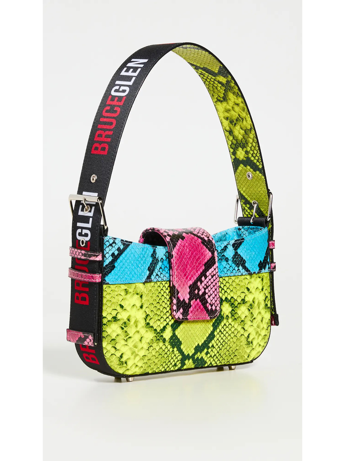 Женская сумка BRUCEGLEN с желтыми ножками в смешанной технике на одном ремне через плечо