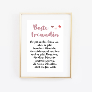 Druck Kunstdruck Spruch Beste Freundin Freundschaft Liebe Herzen Geschenk Ebay