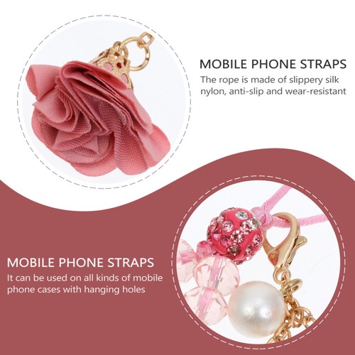 1pc Non-slip Phone Lanyards Crystal Beads Flower Hand Wrist Strap Short String - Zdjęcie 7 z 12