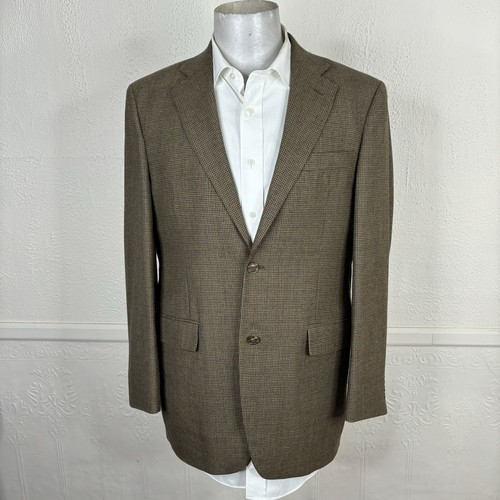 Joseph & Feiss Sport Coat Mens 38L Brown Check Flannel Soft Wool - Picture 3 of 10