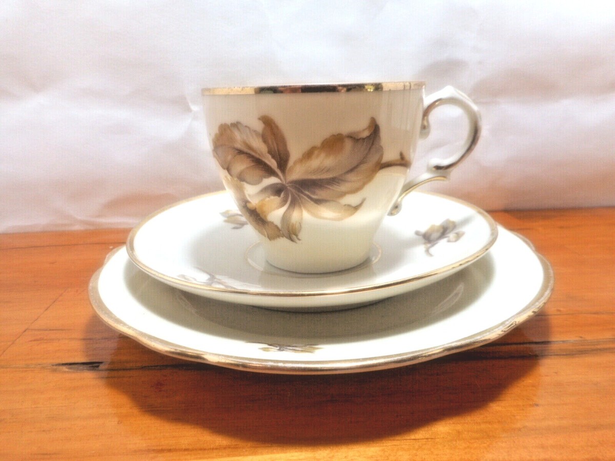 Kjøbenhavns Porcellains Maleri KPM Orchid Tea Cup Trio 1924