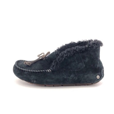 UGG Alena Indoor Outdoor Moccasin Slippers Womens Size Black Suede  Sheepskin