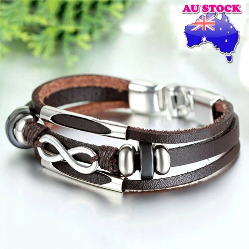 Wholesale Unisex Love Infinity Symbol Leather Bracelet Cuff Bangle