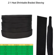 Braided Heat Shrink Wire Loom Sleeve 2:1 Cable Sheathing Wire Heat-Shrinkable