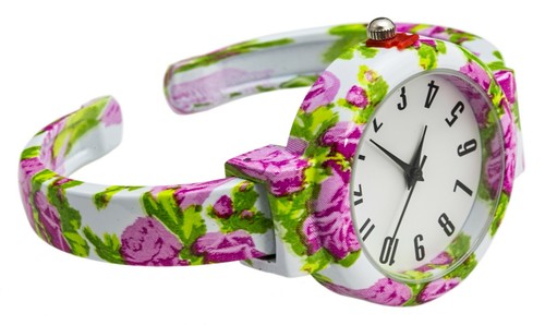 Blekon Collections Analog Quartz Womens 32mm Case Floral Design Cuff Bange Watch - 第 56/60 張圖片