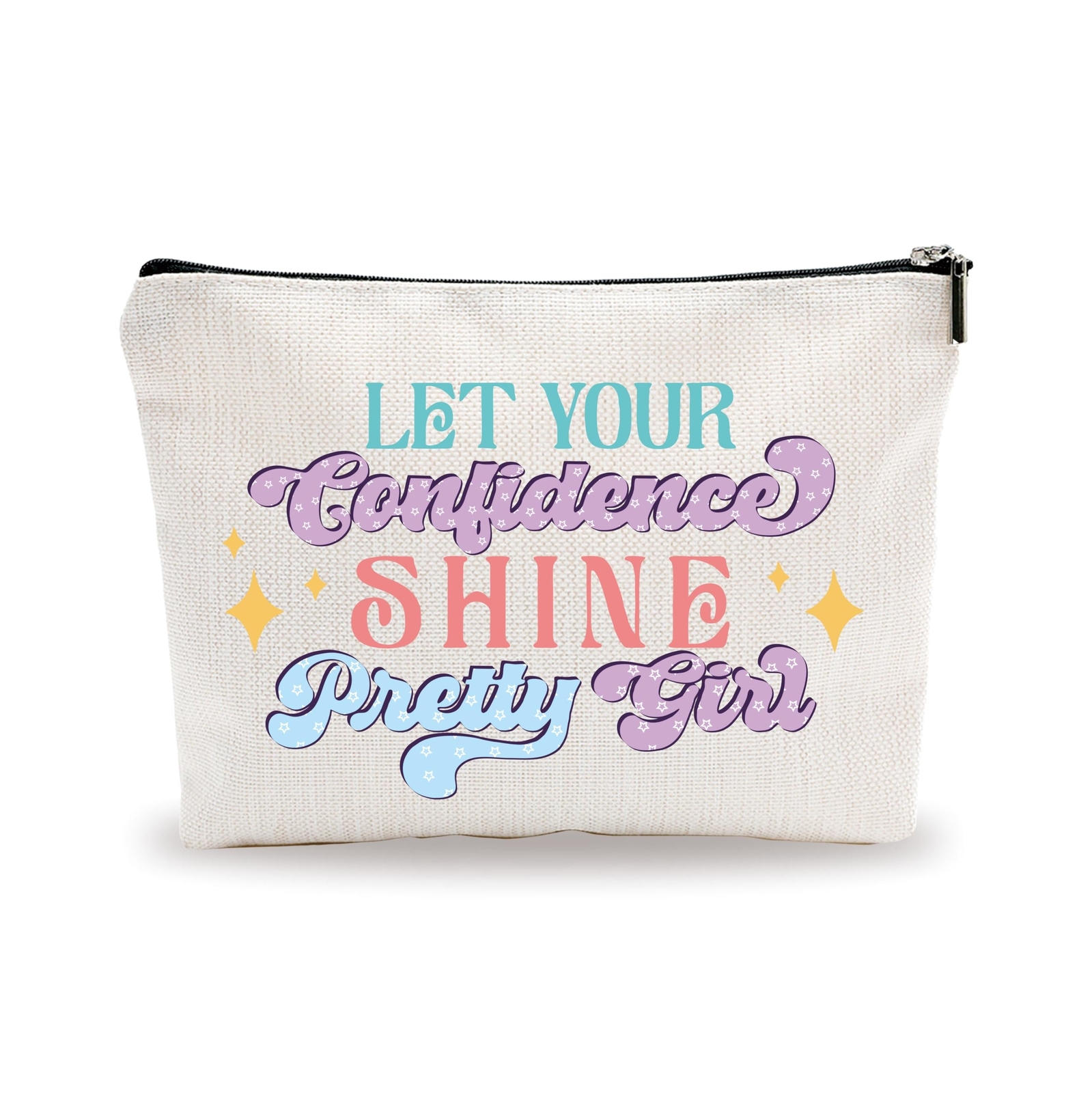 Makeup Bag For Girls - Let Your Confidence Shine Pretty Girl - Inspiring Quot...-image