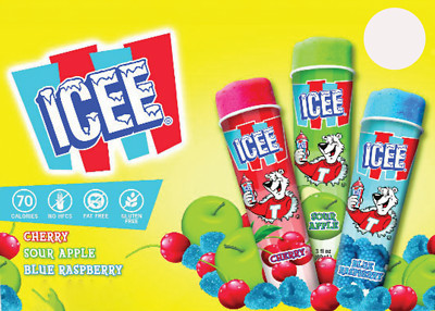Icee Tube Cherry, Sour Apple & Blue Raspberry, Sticker 7''x5''