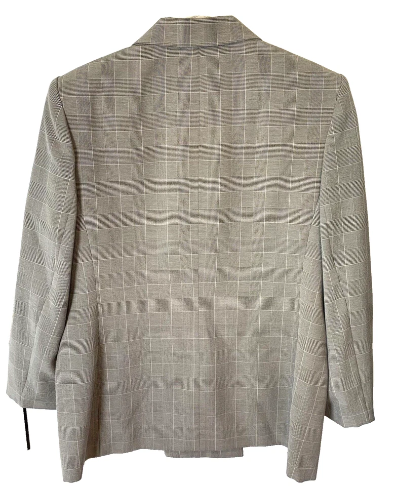 Traje Falda Ellen Tracy Linda Allard Mezcla Lana Gris Glen Cuadros Talla 12 Negocios Foto 3 de 4