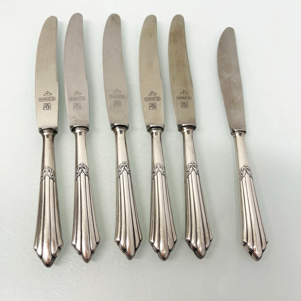 WMF Fächermuster Besteck versilbert 90, 6 kleine Messer Obstmesser 18,4 cm - Bild 2 von 4