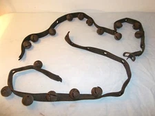 Vtg Antique Lot 17 Horse Sleigh Jingle Christmas Bells On Buckle Leather Strap