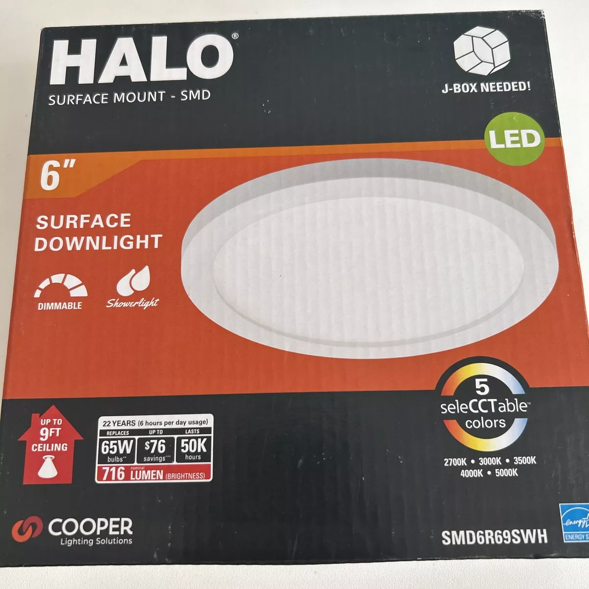 HALO Surface Mount LED Recessed Light Round Selectable 5 colors