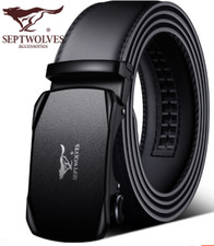 Septwolve Men waist belt cow leather Auto lock Buckle black 793137974