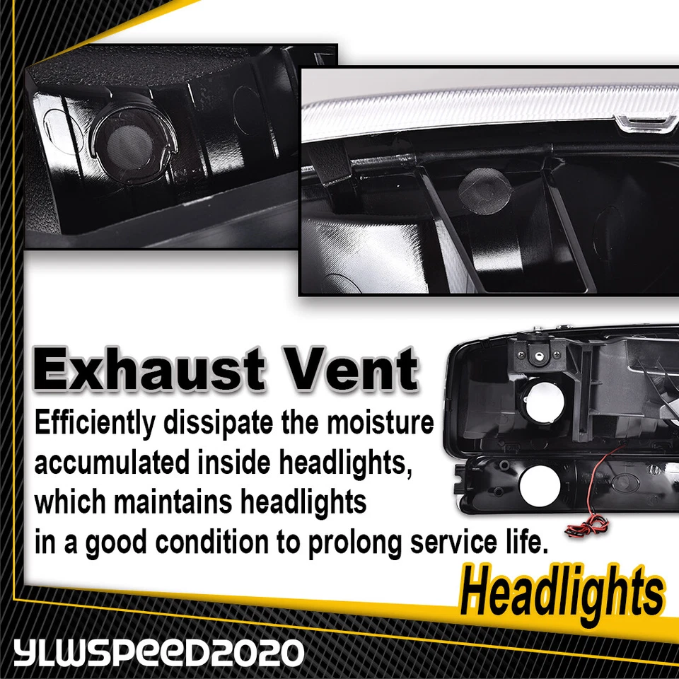Faros LED DRL aptos para GMC Sierra Yukon 1999-07 con luces de señalización de parachoques negros Foto 3 de 4