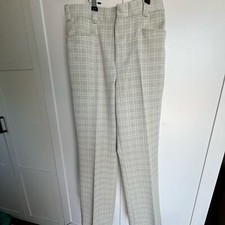 Gorgeous vintage wide leg women  s slacks size 8 cream, white with some gold