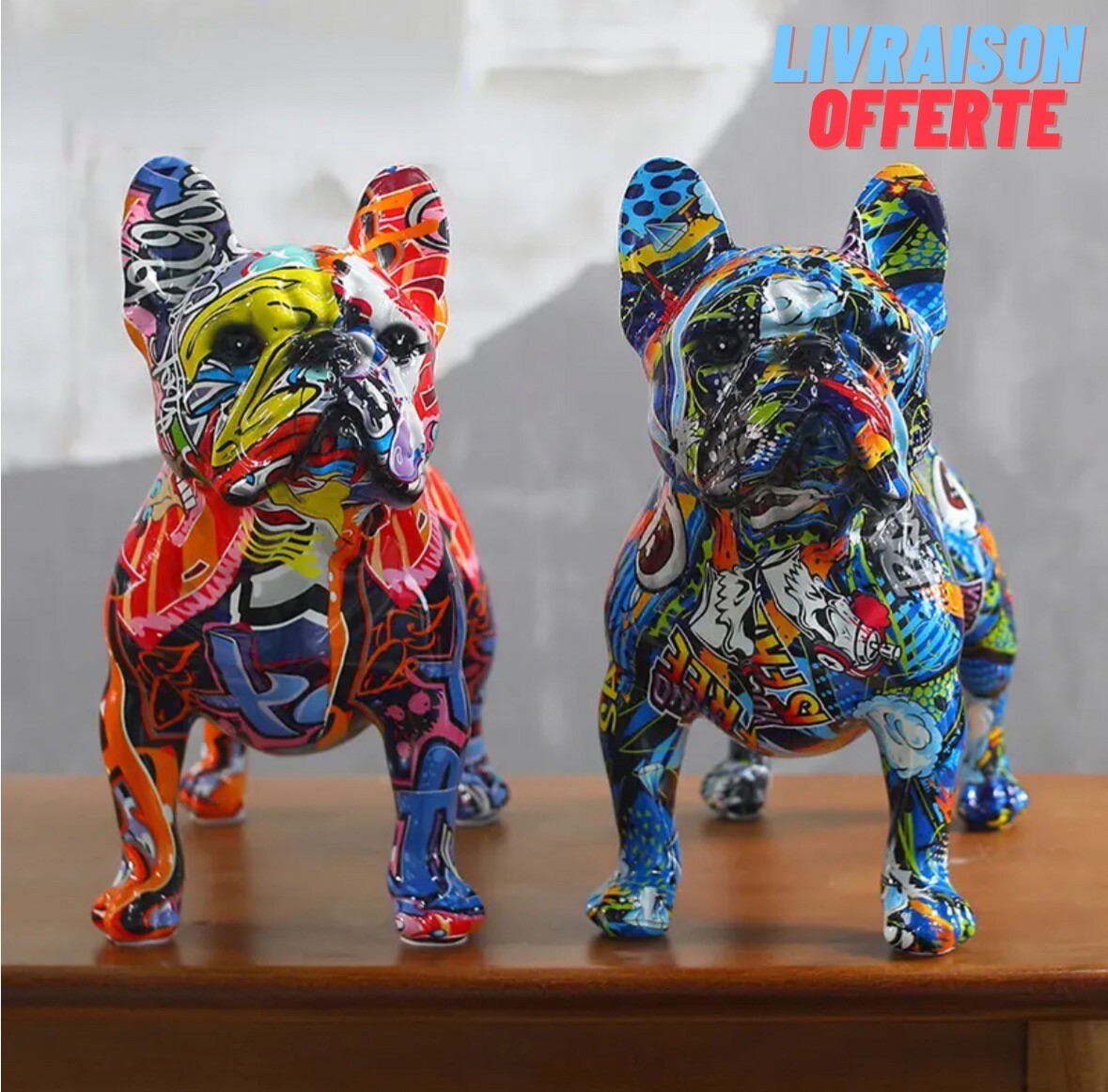 Statue de chien graffiti en résine, cadeau original pour passionné de design
