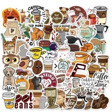 50pcs Coffee Stickers,Waterproof No Residue, 168
