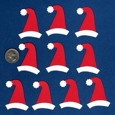 Santa Hat Die Cuts, Layered, 2" 10 pcs., Christmas Embellishments -Cardmaking