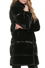 Black Stunning Designer Ladies Women’s Karl Lagerfeld Faux Fur Coat Size M