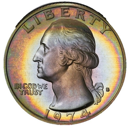 1974-S Washington Quarter PCGS PR69DCAM - Early PCGS Trueview