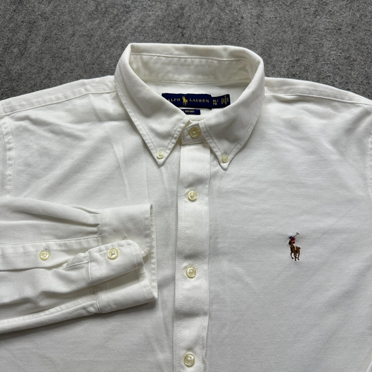 Polo Ralph Lauren Knit Oxford Shirt Men XL White Long Sleeve Polo Ralph Lauren Knit Oxford Shirt Men XL White Long Sleeve