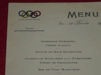 Coll.J. DOMARD SPORT Olympia Spiele Paris 1924 Original Menü 12.02.1924 Selten