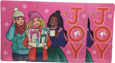Set of 2 Same Hard Plastic Semi-Clear Placemats,12''x17'', BARBIE & FRIENDS,JOY,HL