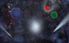 Space Planet Comet Star Painting Original Art by Jason Girard in smaller size