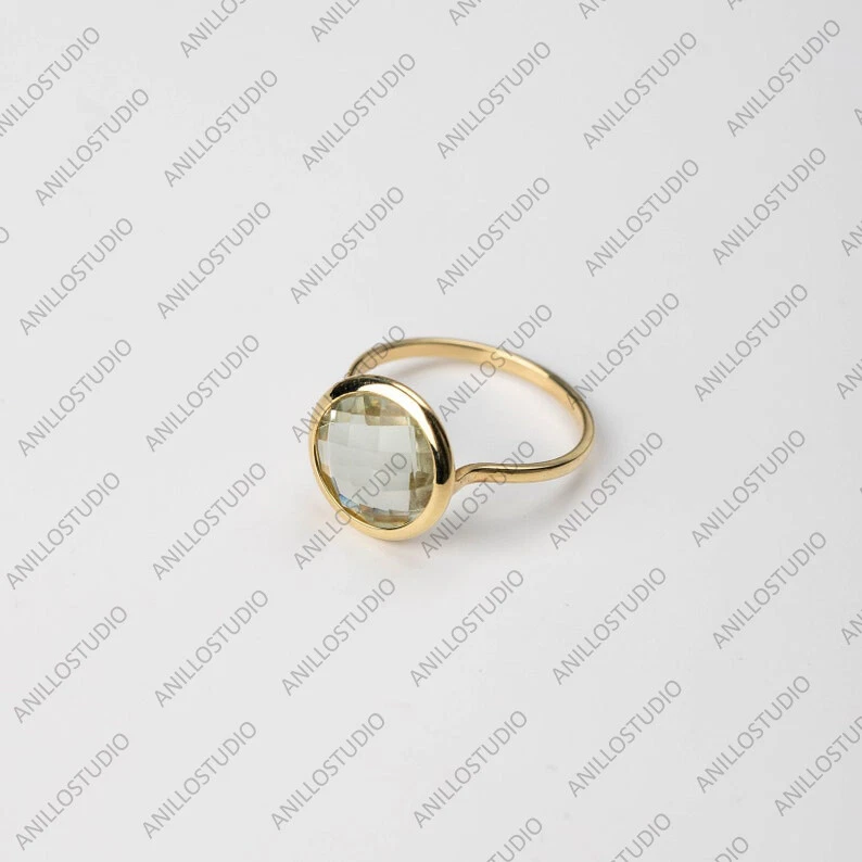 Braided solitaire Ring Ring Size 7 14k Yellow Gold Natural Green Amethyst - Image 4 of 4