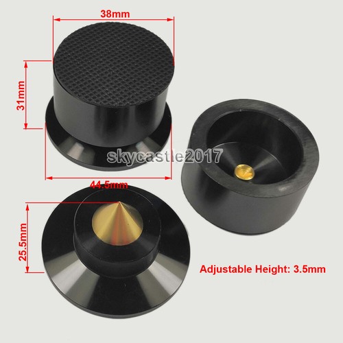 4 Stck. 44 mm Aluminium Lautsprecher Spike Pad Dämpfung Isolierung Ständer Füße Nagel #schwarz - Bild 2 von 10